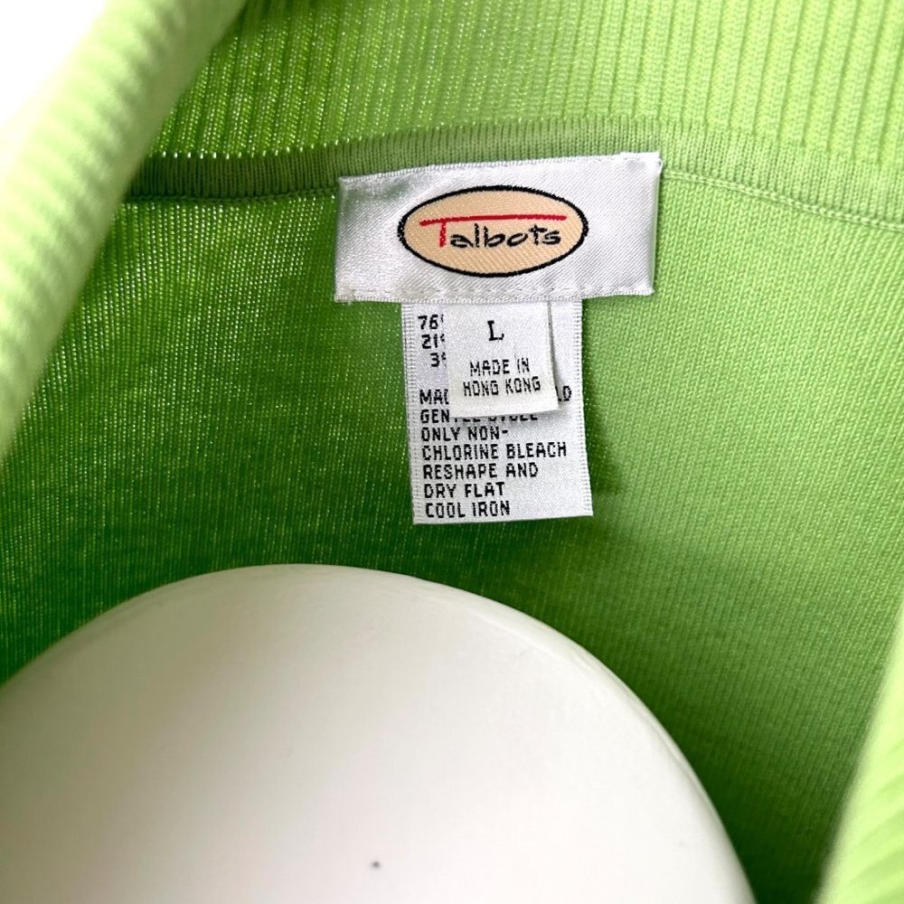 Talbots Lime Green 2 Button Collared Sweater - L - image 4